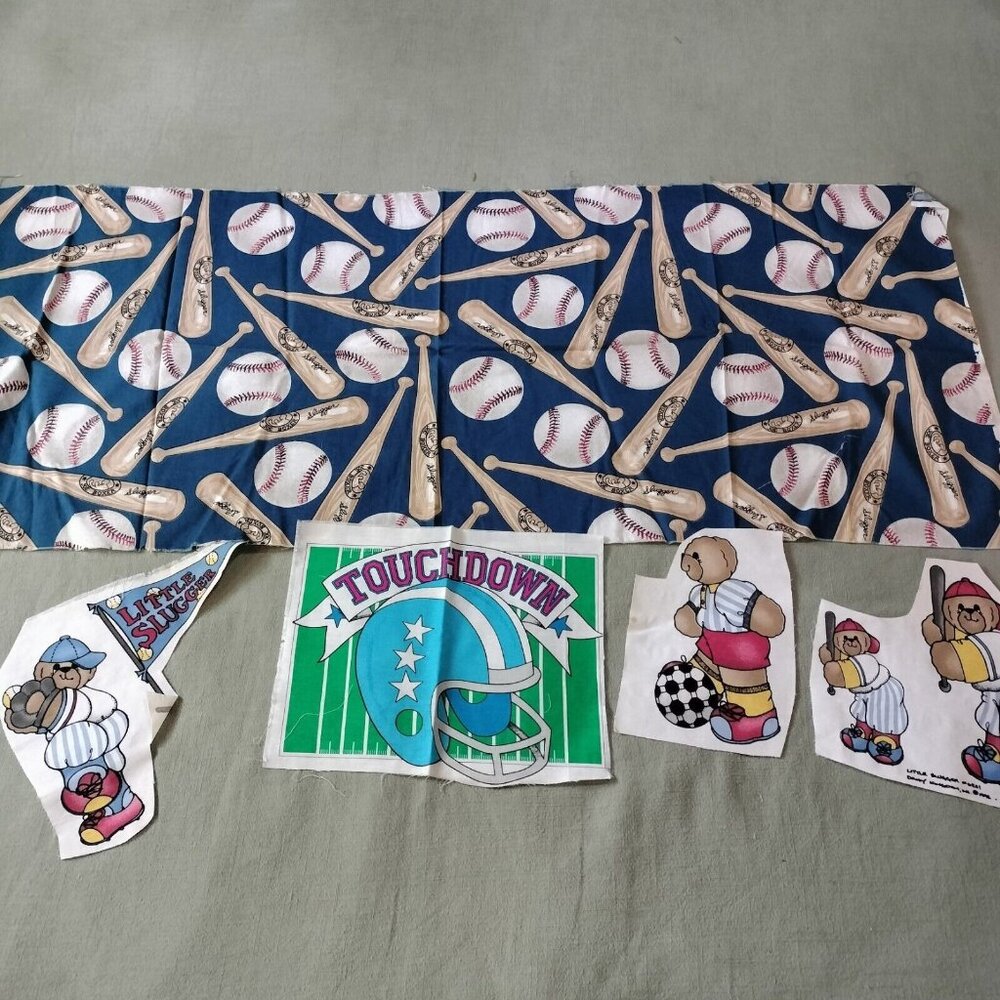 4/$20 Vtg Baseball Fabric Applique Lot Joe Boxer Little Slugger Daisy Kingdom